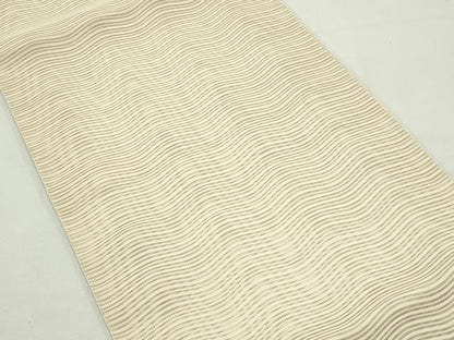 平和屋着物＊夏物　八寸名古屋帯　絽綴れ　よろけ縞　肌色　鈴乃屋扱い　正絹　逸品　CABK6855rv