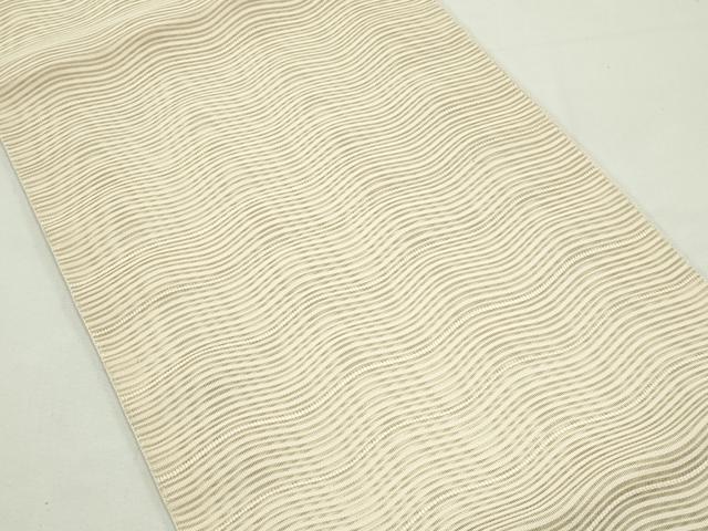 平和屋着物＊夏物　八寸名古屋帯　絽綴れ　よろけ縞　肌色　鈴乃屋扱い　正絹　逸品　CABK6855rv
