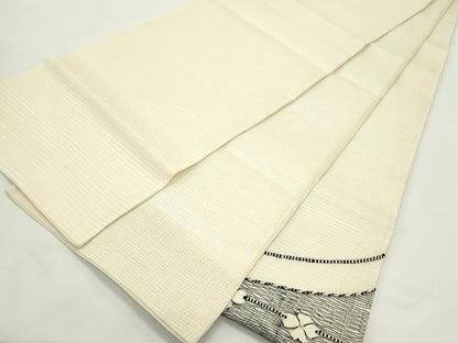 平和屋着物＊夏物　太鼓柄袋帯　すくい織　舞花文　銀糸　正絹　逸品　CABK6860rv