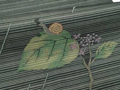 平和屋着物＊夏物　九寸名古屋帯　カタツムリ　銀糸　正絹　逸品　CABK6861rv