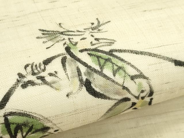 平和屋着物＊夏物　九寸名古屋帯　手描き　河童　麻　逸品　CABK6862rv