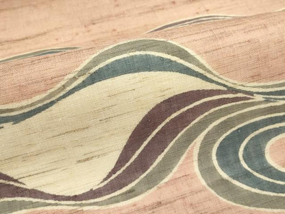 平和屋着物＊夏物　人間国宝 芹沢圭介一番弟子　下平清人　九寸名古屋帯　流水文　麻　逸品　CABK6863rv