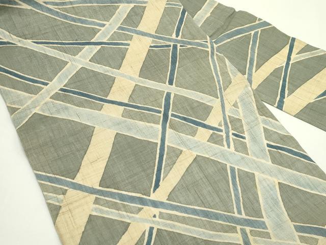 平和屋着物＊夏物　九寸名古屋帯　斜線文　麻　逸品　CABK6864rv