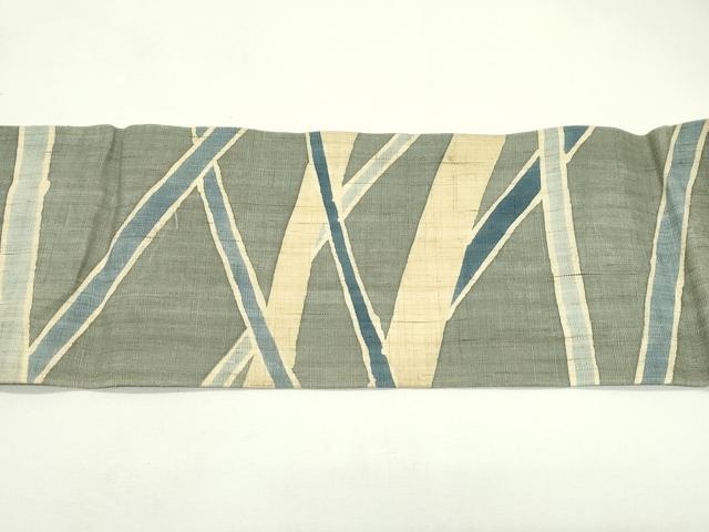 平和屋着物＊夏物　九寸名古屋帯　斜線文　麻　逸品　CABK6864rv