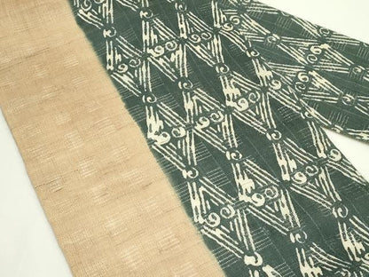 平和屋着物＊夏物　九寸名古屋帯　花倉織　菱文様　麻　逸品　CABK6865rv