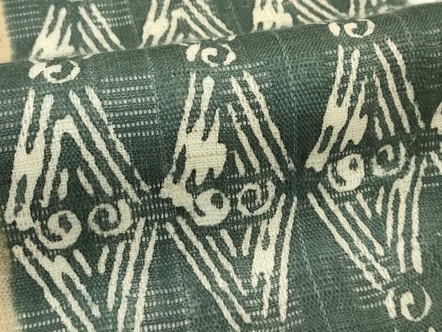 平和屋着物＊夏物　九寸名古屋帯　花倉織　菱文様　麻　逸品　CABK6865rv