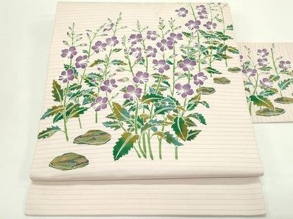 平和屋着物＊夏物　手描き友禅作　腰原淳策　絽塩瀬　九寸名古屋帯　草花文　正絹　逸品　CABK6868rv