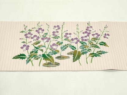 平和屋着物＊夏物　手描き友禅作　腰原淳策　絽塩瀬　九寸名古屋帯　草花文　正絹　逸品　CABK6868rv