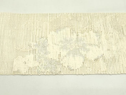 平和屋着物＊夏物　八寸名古屋帯　草花文　銀糸　正絹　逸品　CABK6872rv