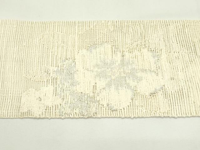 平和屋着物＊夏物　八寸名古屋帯　草花文　銀糸　正絹　逸品　CABK6872rv