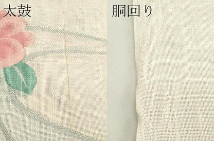 平和屋着物＊夏物　八寸名古屋帯　草花文　銀糸　CABK6874rv