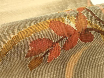 平和屋着物＊夏物　西陣　八寸名古屋帯　枝葉文　証紙付き　正絹　逸品　CABK6875rv