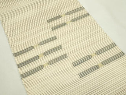 平和屋着物＊夏物　八寸名古屋帯　絽綴れ　横段文　金糸　正絹　逸品　CABK6877rv