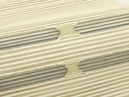 平和屋着物＊夏物　八寸名古屋帯　絽綴れ　横段文　金糸　正絹　逸品　CABK6877rv