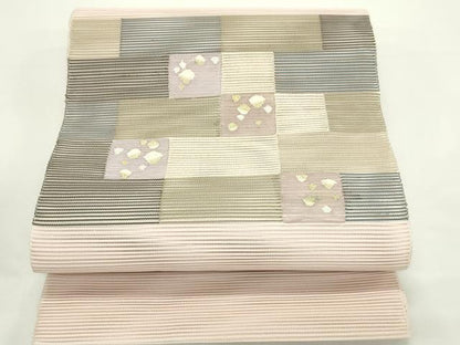平和屋着物＊夏物　八寸名古屋帯　絽綴れ　幾何学文様　金銀糸　正絹　逸品　未使用　CABK6878rv