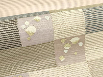 平和屋着物＊夏物　八寸名古屋帯　絽綴れ　幾何学文様　金銀糸　正絹　逸品　未使用　CABK6878rv