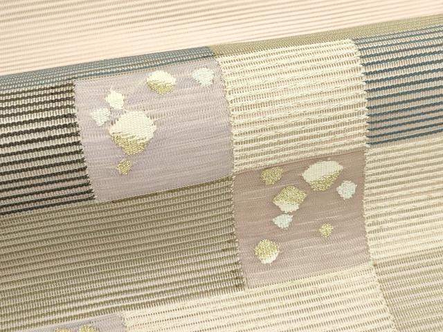 平和屋着物＊夏物　八寸名古屋帯　絽綴れ　幾何学文様　金銀糸　正絹　逸品　未使用　CABK6878rv
