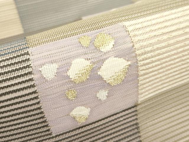 平和屋着物＊夏物　八寸名古屋帯　絽綴れ　幾何学文様　金銀糸　正絹　逸品　未使用　CABK6878rv