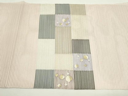 平和屋着物＊夏物　八寸名古屋帯　絽綴れ　幾何学文様　金銀糸　正絹　逸品　未使用　CABK6878rv