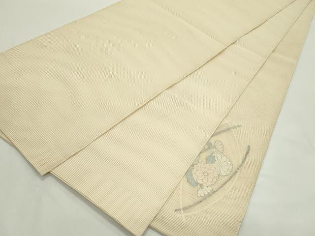 平和屋着物＊夏物　太鼓柄袋帯　絽綴れ　草花文　金銀糸　正絹　逸品　CABK6882rv