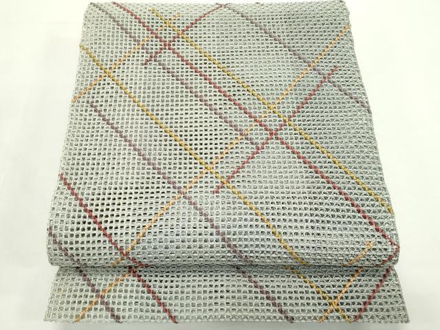 平和屋着物＊夏物　八寸名古屋帯　羅　斜線文　正絹　逸品　未使用　CABK6886rv