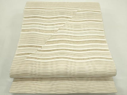 平和屋着物＊夏物　八寸名古屋帯　絽綴れ　よろけ縞　正絹　逸品　未使用　CABK6887rv