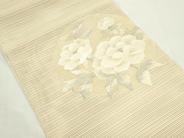 平和屋着物＊夏物　西陣　八寸名古屋帯　絽綴れ　枝牡丹　銀糸　正絹　逸品　CABK6889rv
