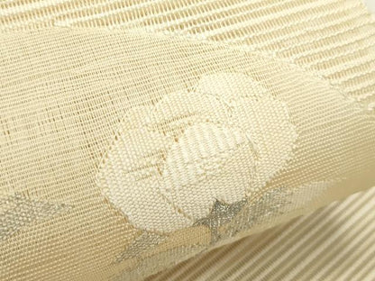 平和屋着物＊夏物　西陣　八寸名古屋帯　絽綴れ　枝牡丹　銀糸　正絹　逸品　CABK6889rv