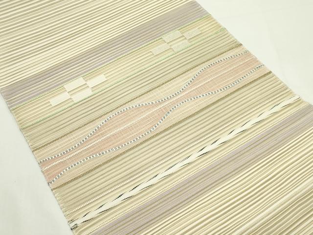 平和屋着物＊夏物　八寸名古屋帯　絽綴れ　横段文　金銀糸　正絹　逸品　CABK6890rv