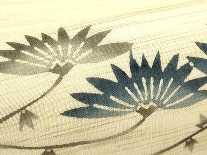 平和屋着物＊夏物　九寸名古屋帯　型染め　草花文　麻　逸品　CABK6893rv