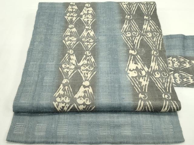 平和屋着物＊夏物　九寸名古屋帯　花倉織　菱間道　麻　逸品　CABK6894rv