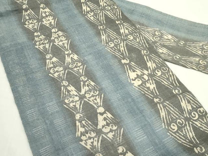 平和屋着物＊夏物　九寸名古屋帯　花倉織　菱間道　麻　逸品　CABK6894rv
