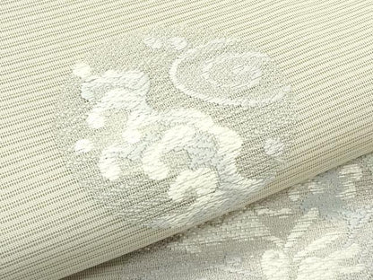 平和屋着物＊夏物　九寸名古屋帯　唐織　地紙雪芝兎文　銀糸　正絹　逸品　CABK6898rv