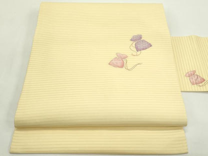 平和屋着物＊夏物　絽塩瀬　九寸名古屋帯　巾着　銀彩　正絹　逸品　CABK6899rv