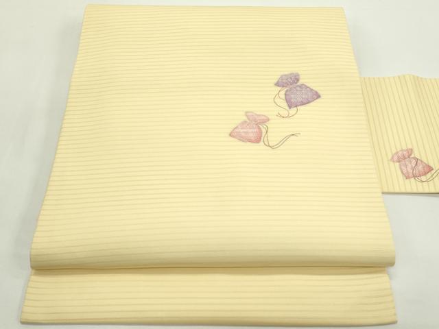 平和屋着物＊夏物　絽塩瀬　九寸名古屋帯　巾着　銀彩　正絹　逸品　CABK6899rv