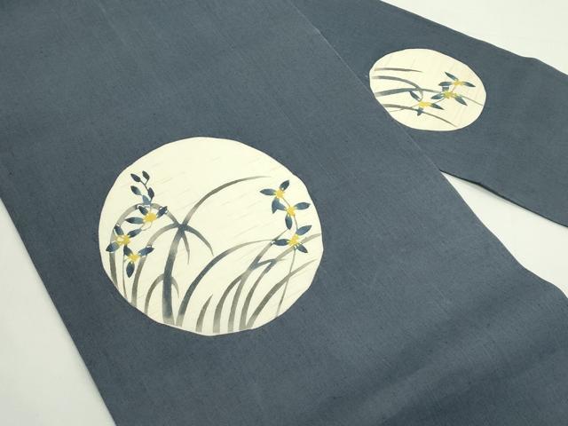 平和屋着物＊夏物　九寸名古屋帯　型染め　草花丸文　麻　逸品　CABK6900rv