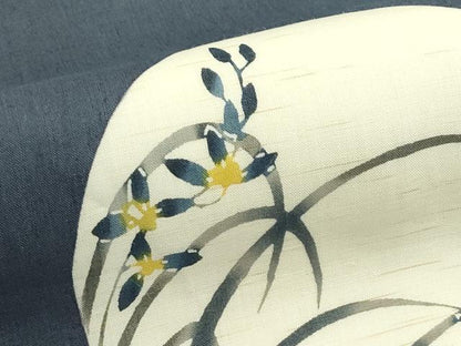 平和屋着物＊夏物　九寸名古屋帯　型染め　草花丸文　麻　逸品　CABK6900rv