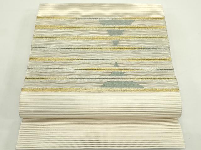 平和屋着物＊夏物　八寸名古屋帯　絽綴れ　横段文　金銀糸　正絹　逸品　CABK6902rv