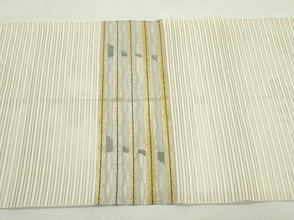 平和屋着物＊夏物　八寸名古屋帯　絽綴れ　横段文　金銀糸　正絹　逸品　CABK6902rv