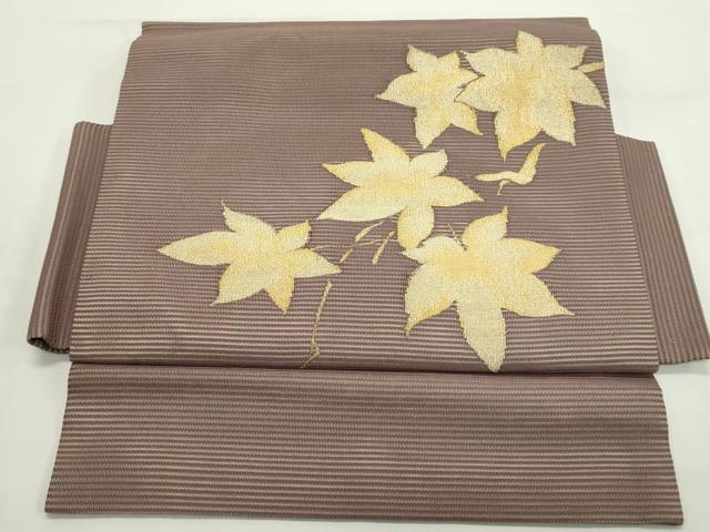 平和屋着物＊夏物　つけ帯　絽綴れ　楓　金糸　正絹　逸品　CABK6906rv