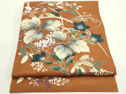 平和屋着物＊夏物　絽塩瀬　つけ帯　草花文　金銀彩　正絹　逸品　CABK6909rv