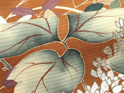 平和屋着物＊夏物　絽塩瀬　つけ帯　草花文　金銀彩　正絹　逸品　CABK6909rv