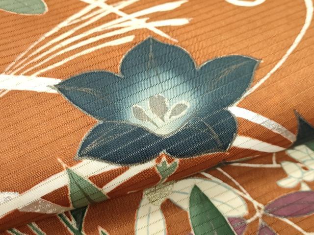 平和屋着物＊夏物　絽塩瀬　つけ帯　草花文　金銀彩　正絹　逸品　CABK6909rv
