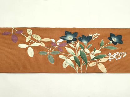 平和屋着物＊夏物　絽塩瀬　つけ帯　草花文　金銀彩　正絹　逸品　CABK6909rv