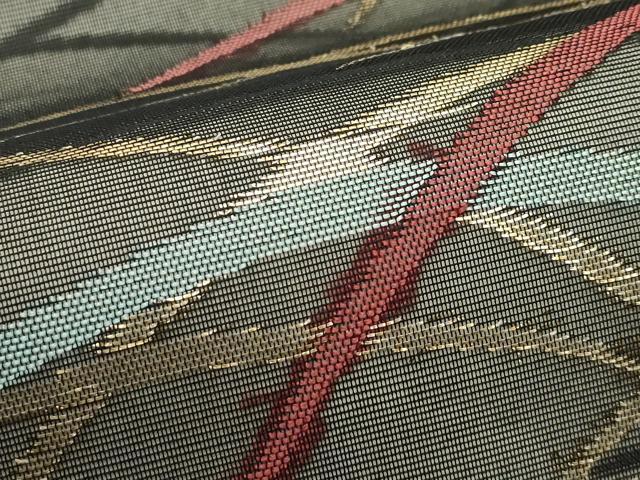 平和屋着物＊夏物　つけ帯　芝草文　黒地　金糸　正絹　逸品　CABK6911rv