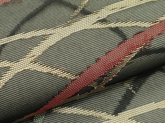 平和屋着物＊夏物　つけ帯　芝草文　黒地　金糸　正絹　逸品　CABK6911rv