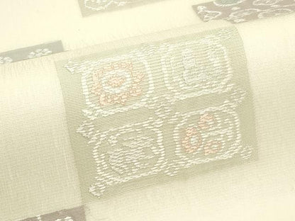 平和屋着物＊夏物　六通柄袋帯　色紙花文　銀糸　正絹　逸品　未使用　CABK6918rv