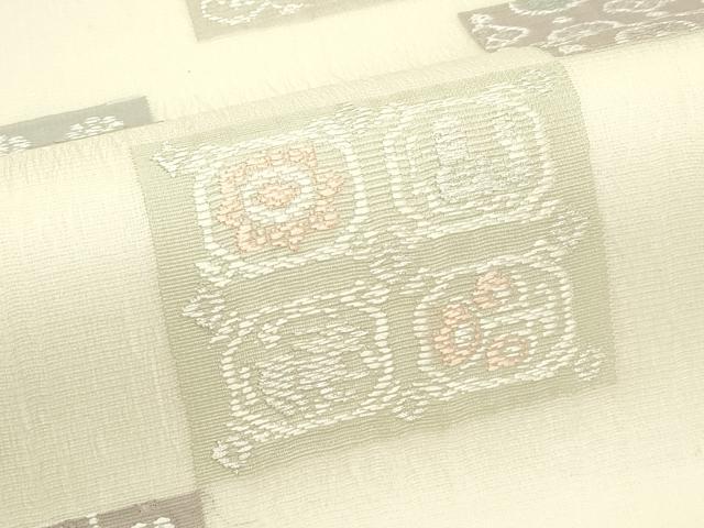 平和屋着物＊夏物　六通柄袋帯　色紙花文　銀糸　正絹　逸品　未使用　CABK6918rv