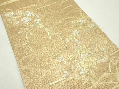 平和屋着物＊夏物　六通柄袋帯　地紙草花文　金銀糸　正絹　逸品　CABK6926rv