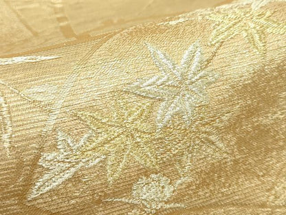 平和屋着物＊夏物　六通柄袋帯　地紙草花文　金銀糸　正絹　逸品　CABK6926rv